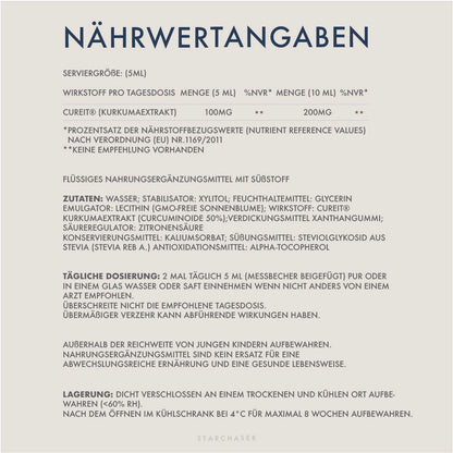 CURCUMIN | Nährwertangaben von STARCHASER Nutrition