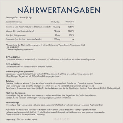 OPTIMOON-4 | Nährwertangaben von STARCHASER Nutrition